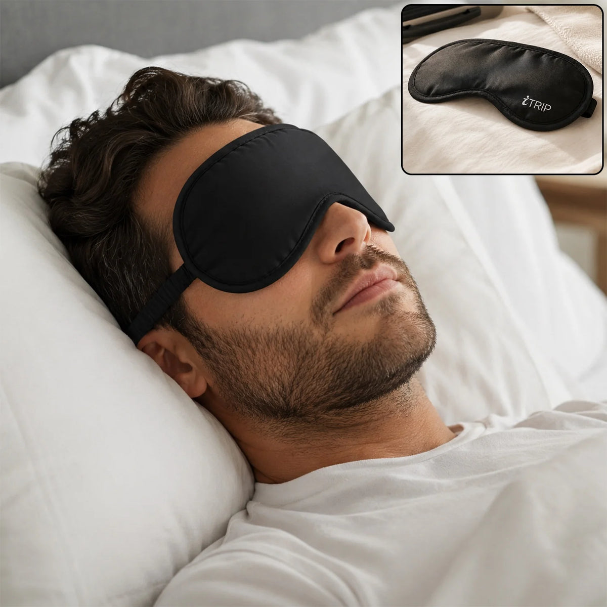 Men Sleeping Eye Mask Light Blocking Soft Adjustable For Sleep Travel