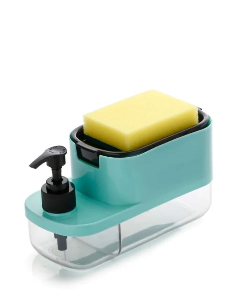SELL ON 3 IN 1 HAND WASH & DISH SOAP DISPENSER WITH SPONGE HOLDER, Plastic, 1000 ml
